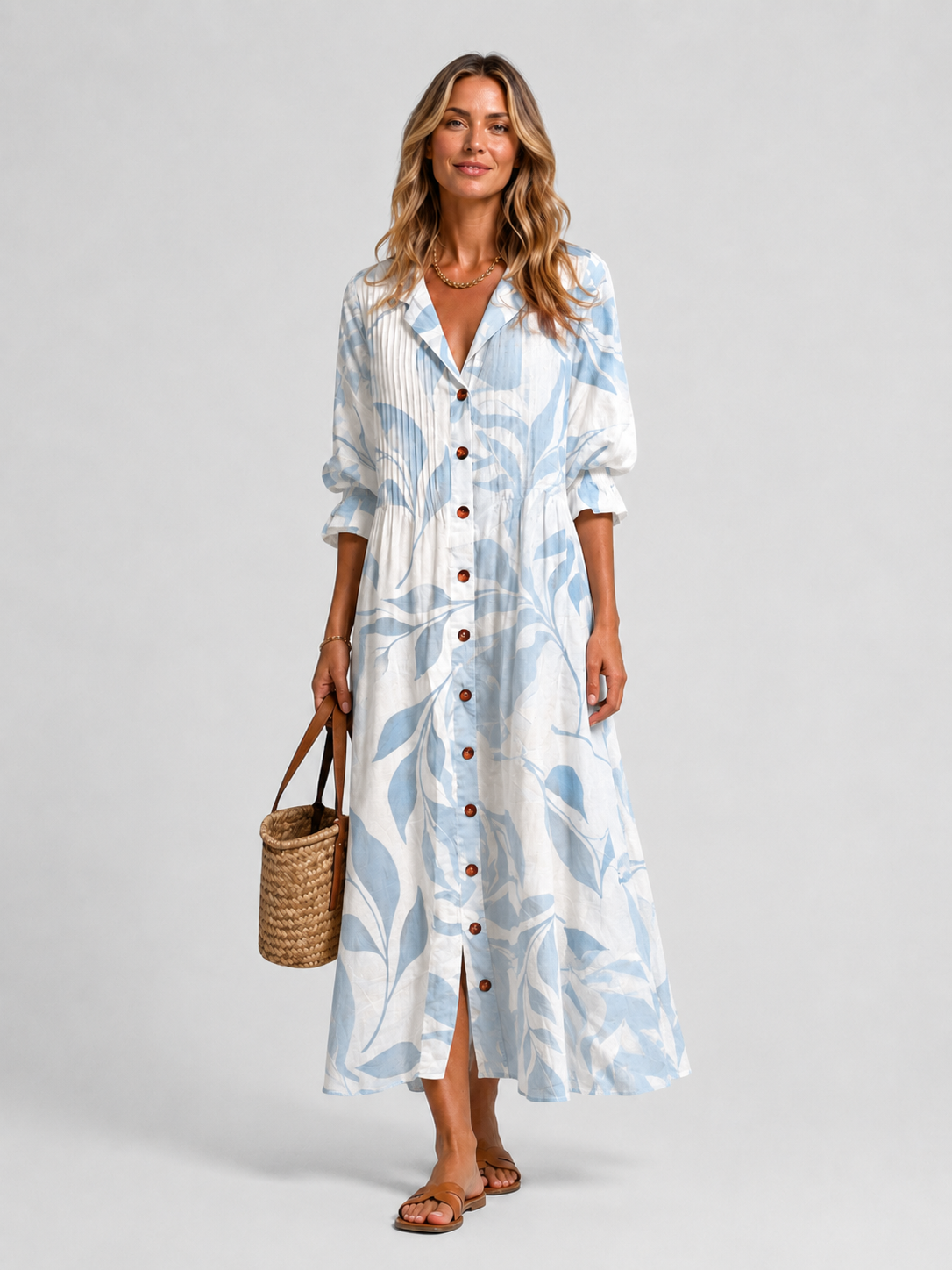Eva Printed Shirt Midi Dress