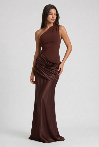 Abbey One Shoulder Draped Maxi Dress
