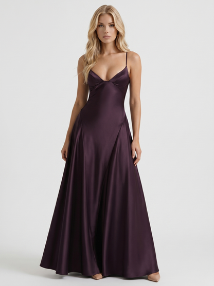 Adelaide V Neck Satin Maxi Dress