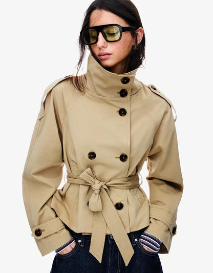 Alice | Double Breasted Cropped Trench Coat