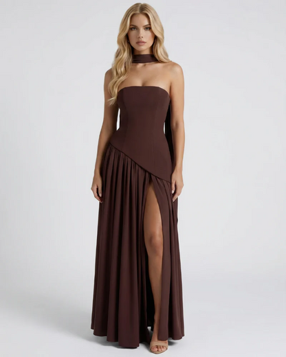 Ashley Strapless Asymmetric Maxi Dress