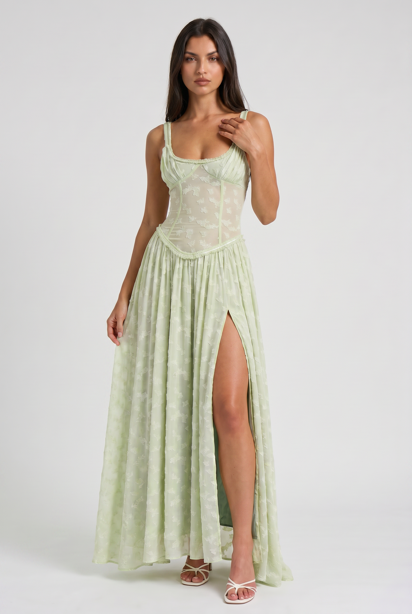 Clair Lace Split Maxi Dress