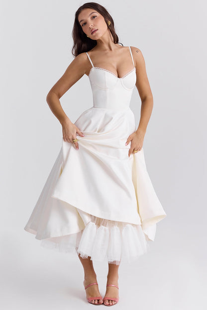 Daisy Satin Corset Midi Dress