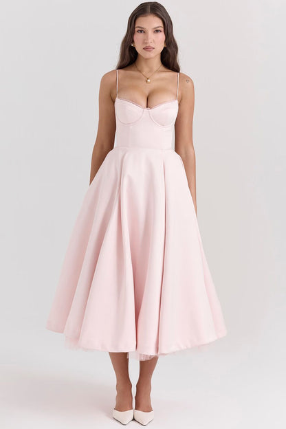 Daisy Satin Corset Midi Dress