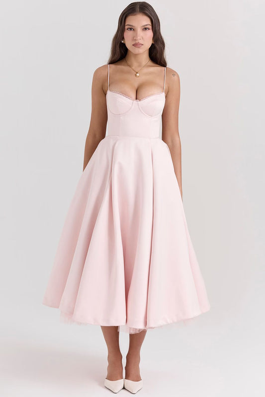 Daisy Satin Corset Midi Dress