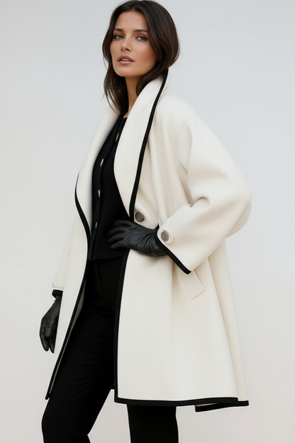 Ellie | Oversized Contrast Trim Longline Coat