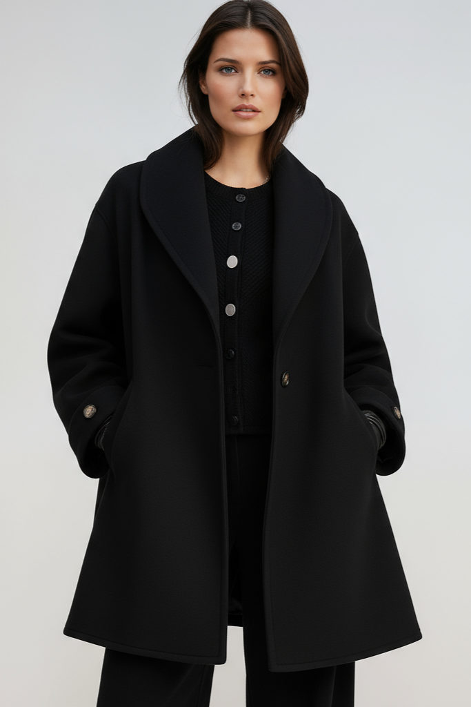 Ellie | Oversized Contrast Trim Longline Coat