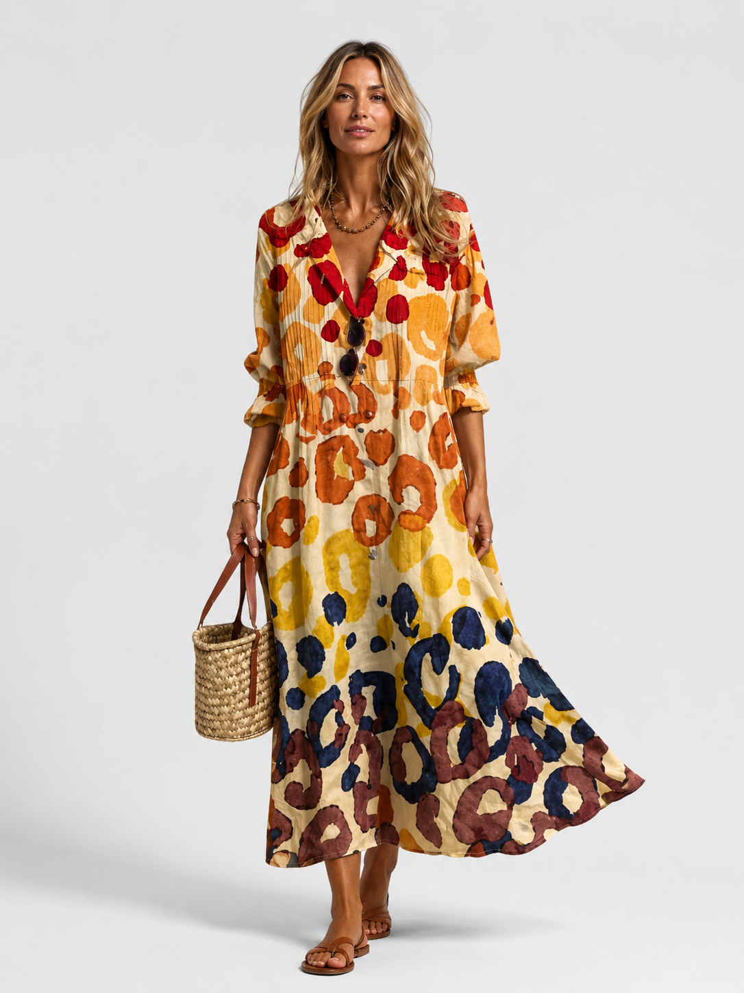Eva Printed Shirt Midi Dress
