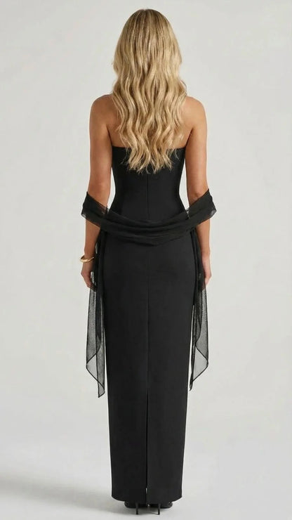 Francisca Bandage Mesh Sash Maxi Dress