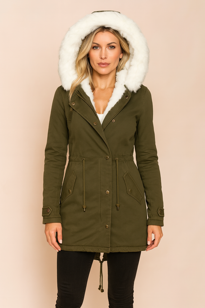 Frisa | Faux Fur Hooded Longline Parka Coat