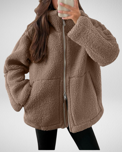 Jennifer | Oversized Teddy Fleece Zip Up Jacket
